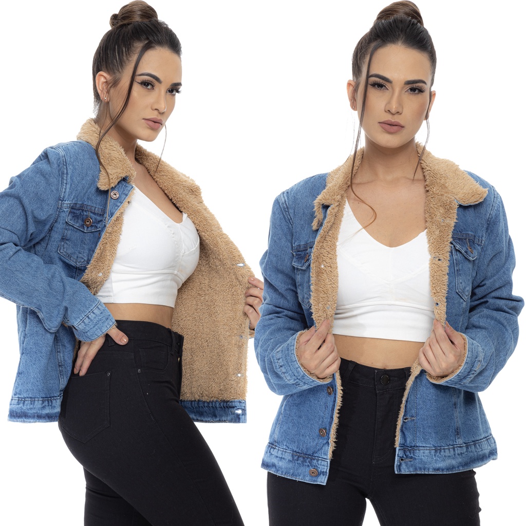 Casaco jeans hot sale forrado