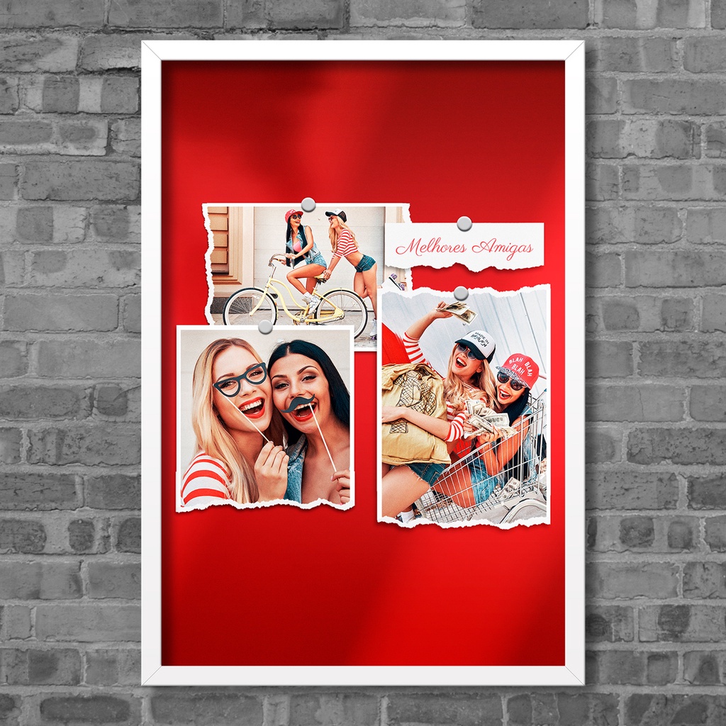 Quadro com Moldura Personalizado com Fotos Melhores Amigas/os