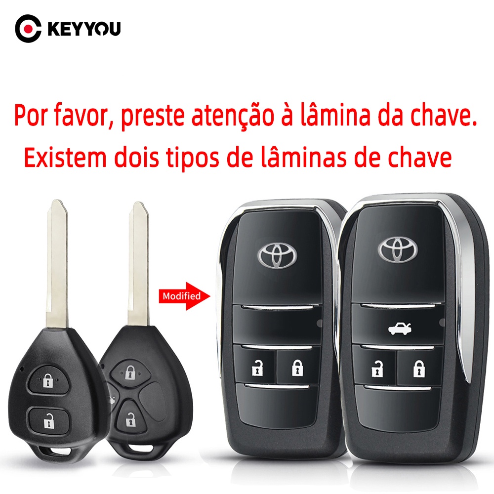 Para Toyota Rav4 Camry Hiac Corolla Chave Shell Blade 2/3/4 Botão Modificado Capa Remota