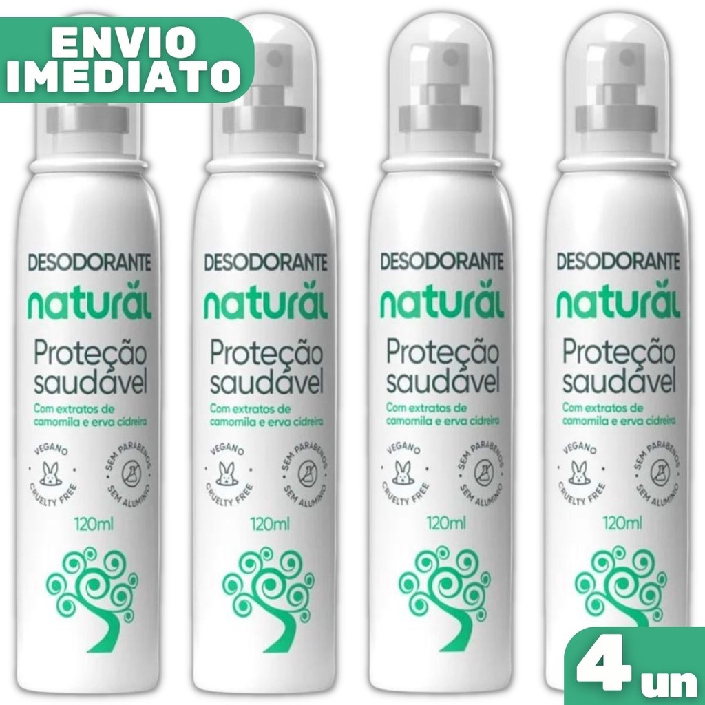Kit 4 Desodorante Spray Suavetex Orgânico Natural Camomila e Erva Cidreira 120ml - Suavetex