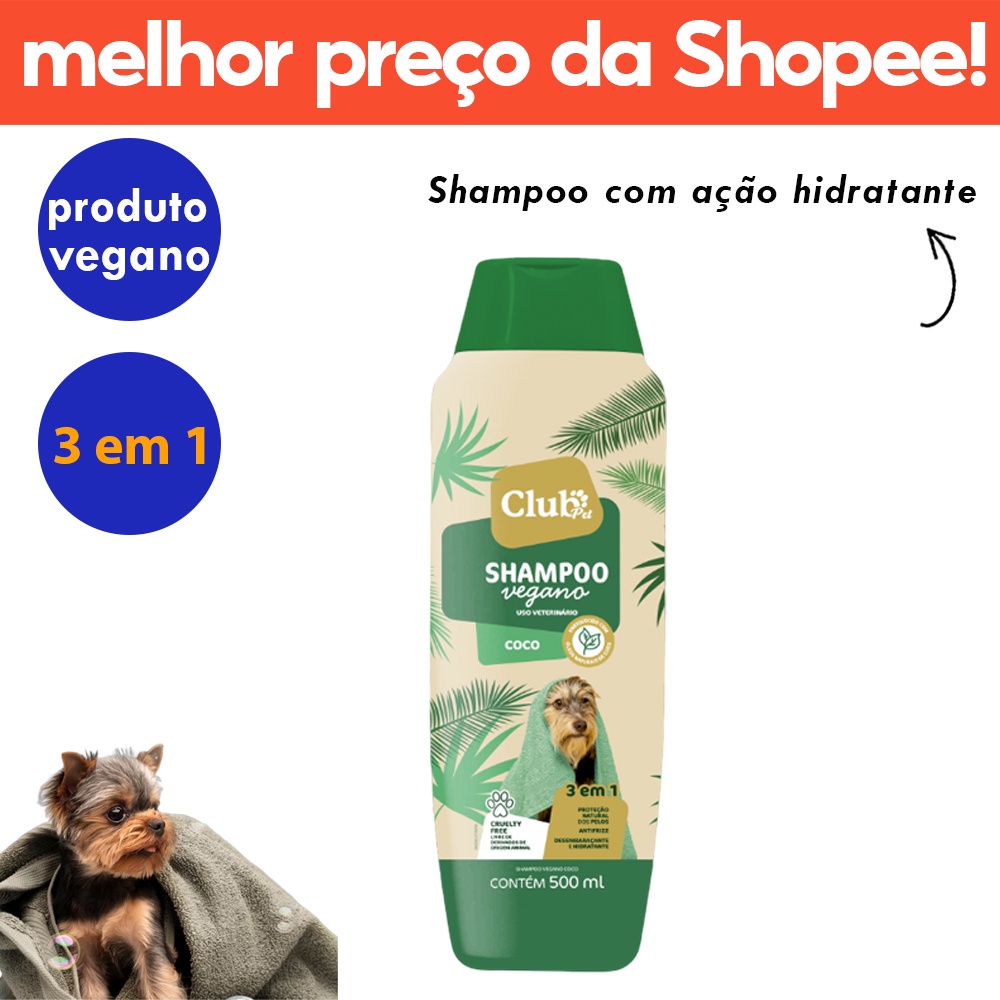 Shampoo para Cachorros Vegano Coco Club Pet 500ml