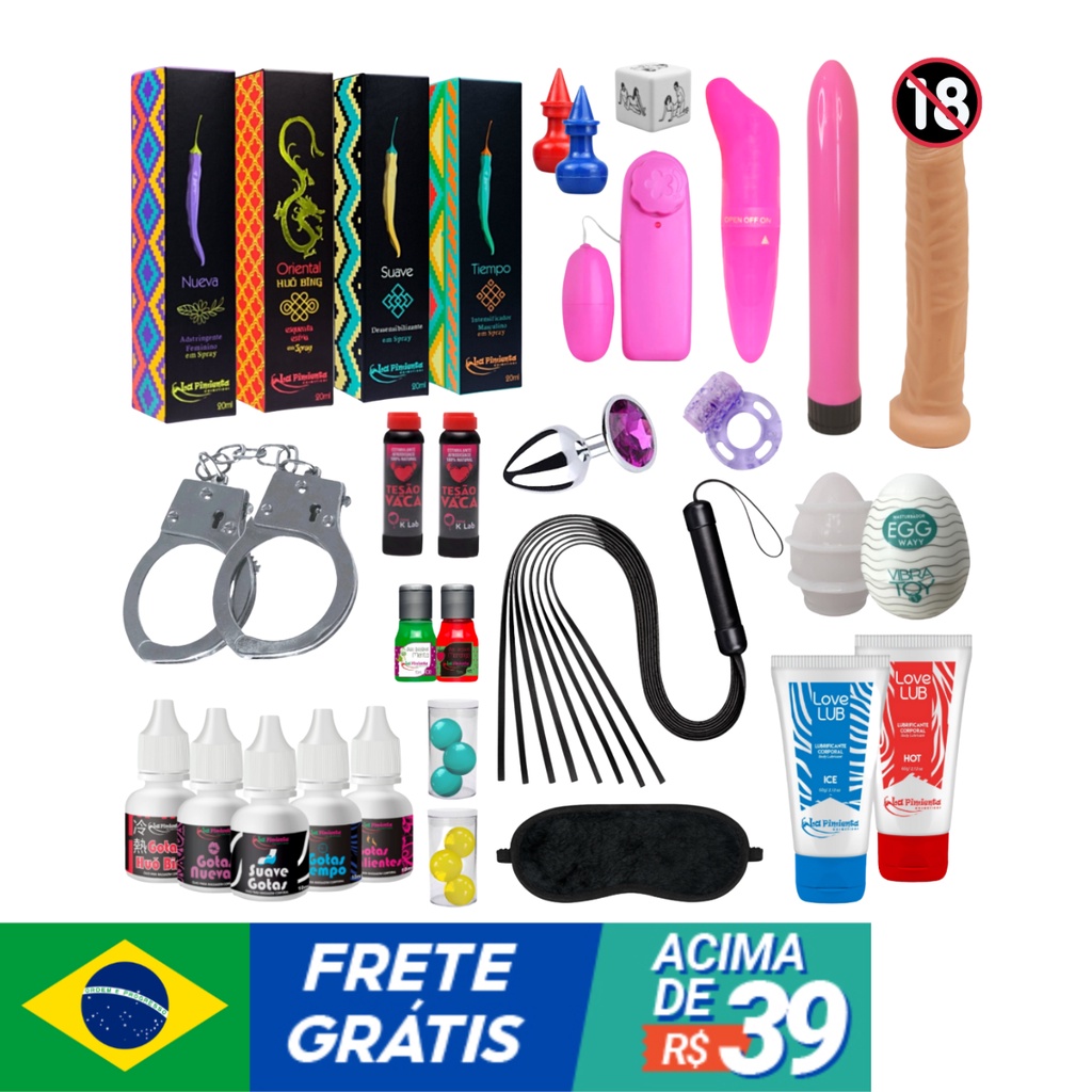 Kit Completo Sex Shop Lubrificante Íntimo Vibrador Ponto G Jogos Casal  Prótese Peniana Pênis Egg Masturbador Plug Anal Algema Produtos Saúde Brinquedos  Eróticos - Escolha O Seu: Variados - Desconto no Preço