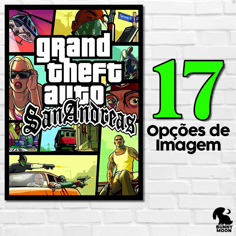 Quadro decorativo A4 GTA: San Andreas, game, gamer, jogos