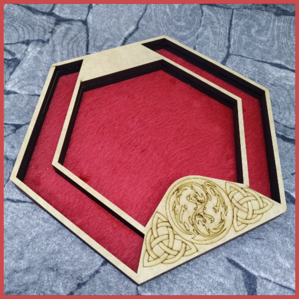 Bandeja de Dados RPG Gathering Medieval MDF Luxo Vermelha
