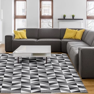 Tapete Para Sala Quarto Sala De Estar Jacquard Decoração Colorido e Geométrico Antiderrapante Grande Triangular 2,00X2,50 M - Envio Imediato