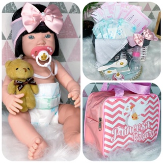 Boneca Bebê Reborn 100% Silicone + 23 Itens Bolsa Maternidade