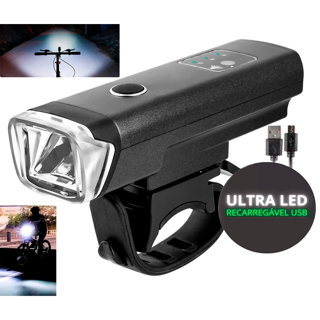 Kit Lanterna Farol Bicicleta Bike Luz Ultra Led A Prova D Agua