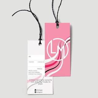 Tag Etiqueta Roupas Personalizada (ENVIE SUA LOGO ou ARTE) Frente e Verso Coloridos 30, 50 e 100 unidades