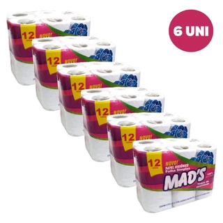 Kit 6 Pacotes Papel Higiênico Mads Suave 12 Rolos