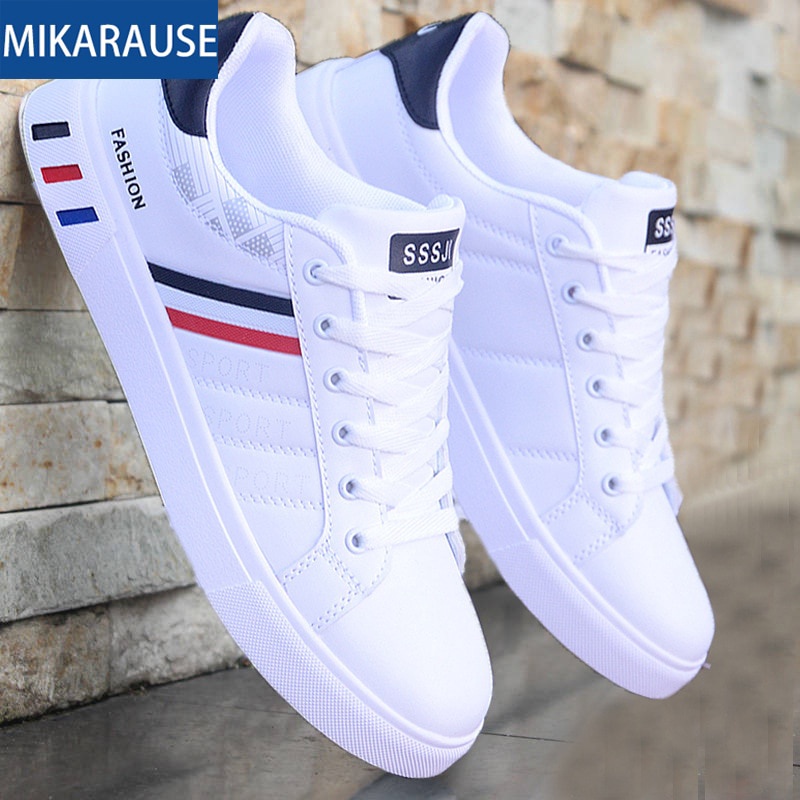 Mikarause White Casual Shoes Masculinos Sapatos De Couro Esportivo Masculino Conforto De Corrida Mocassim Moda Masculina Respirável