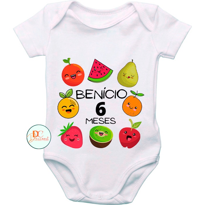 Body de Bebê Frases Personalizado Mesversário Frutinha GB0348