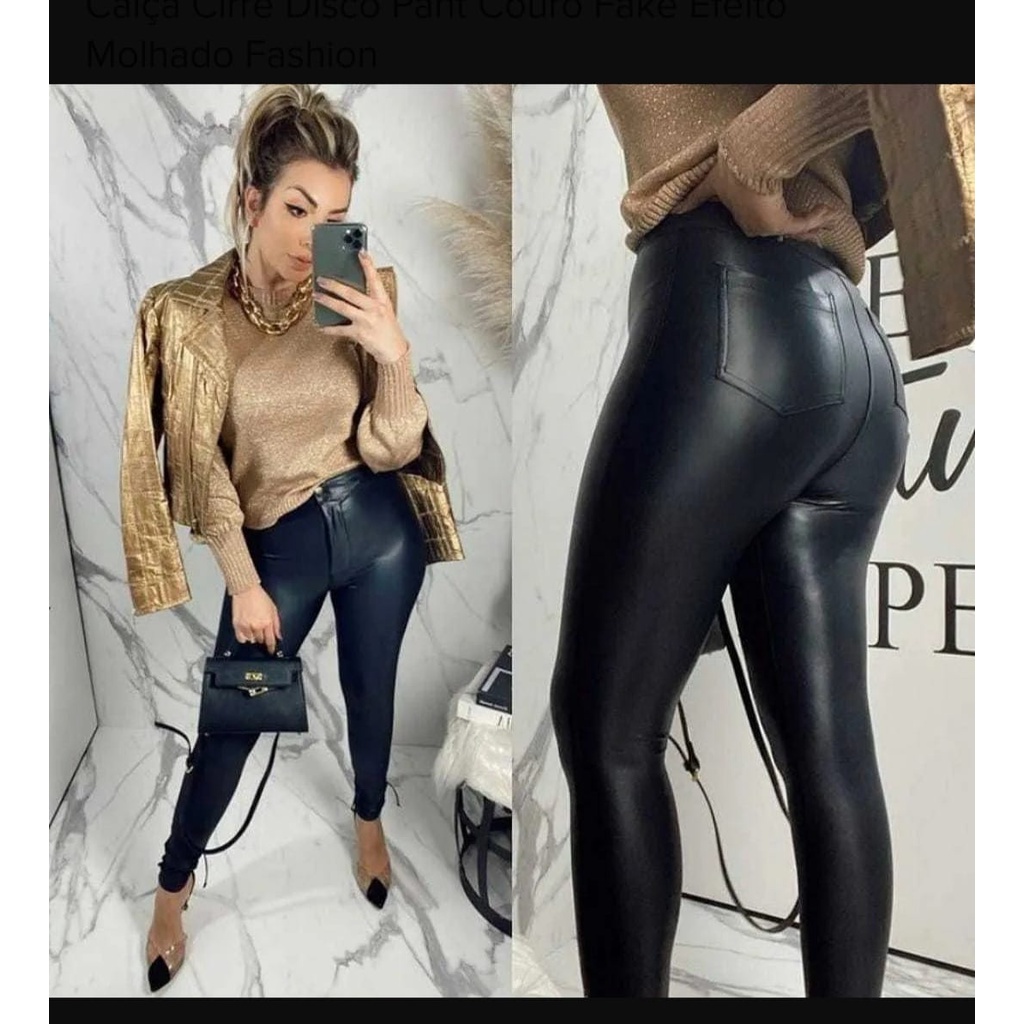 Calça Disco CalÃ§a Cirre Preta Com Bolso Calça Disco Cirre Preta