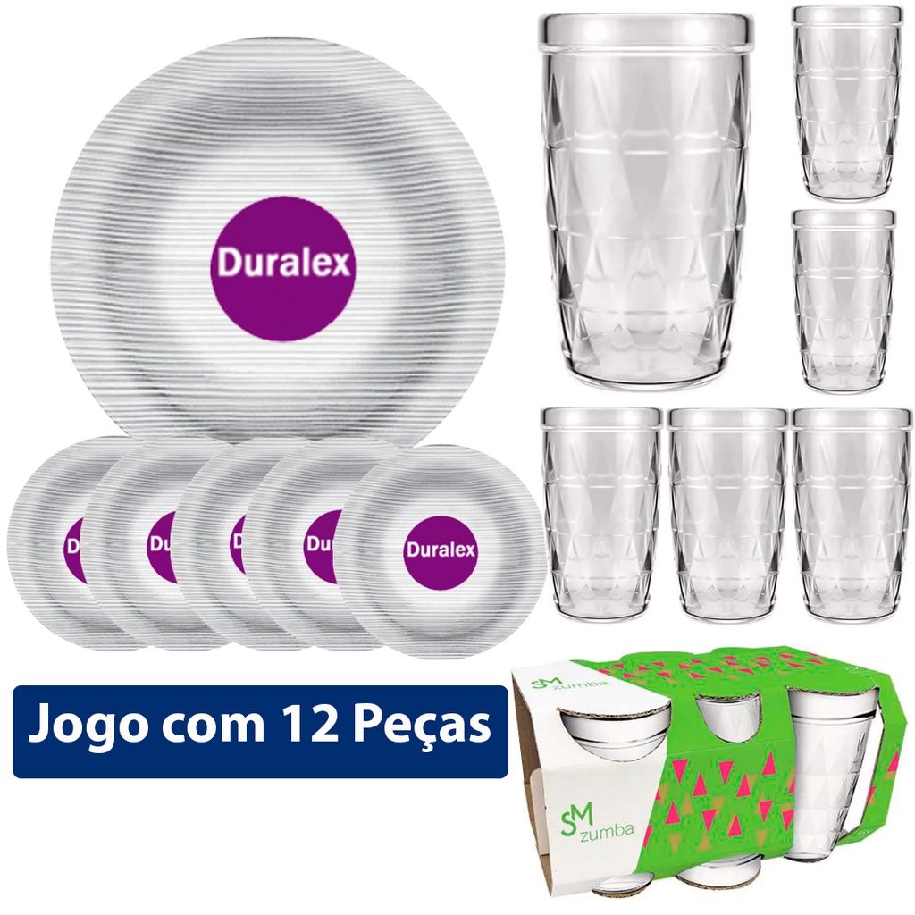 Jogo De 6 Copos de Vidro 270ML Zumba Nadir Figueiredo – FineGrey