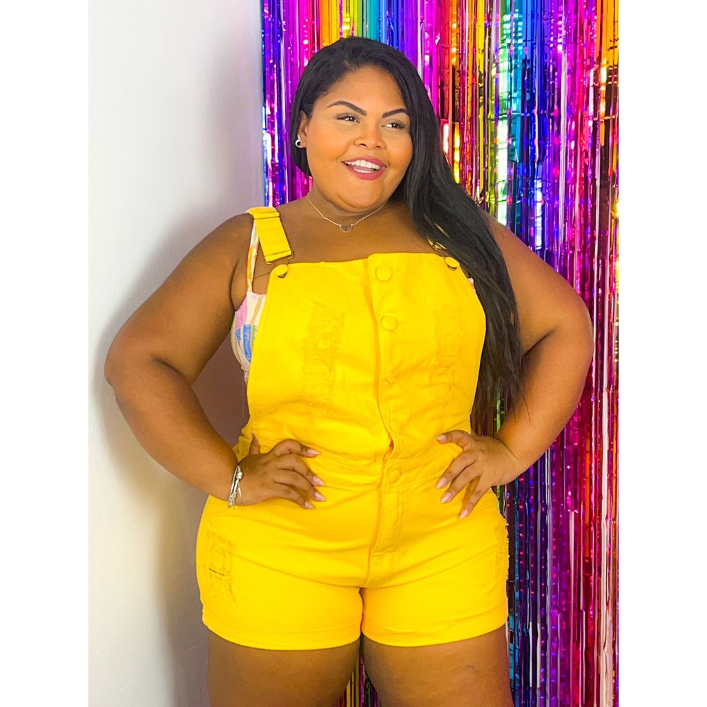 Jardineira feminina plus store size