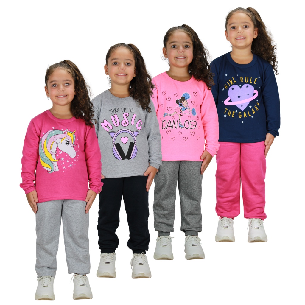 Kit 4 Conjuntos Infanto Juvenil Infantil De Menina Moleton Moda