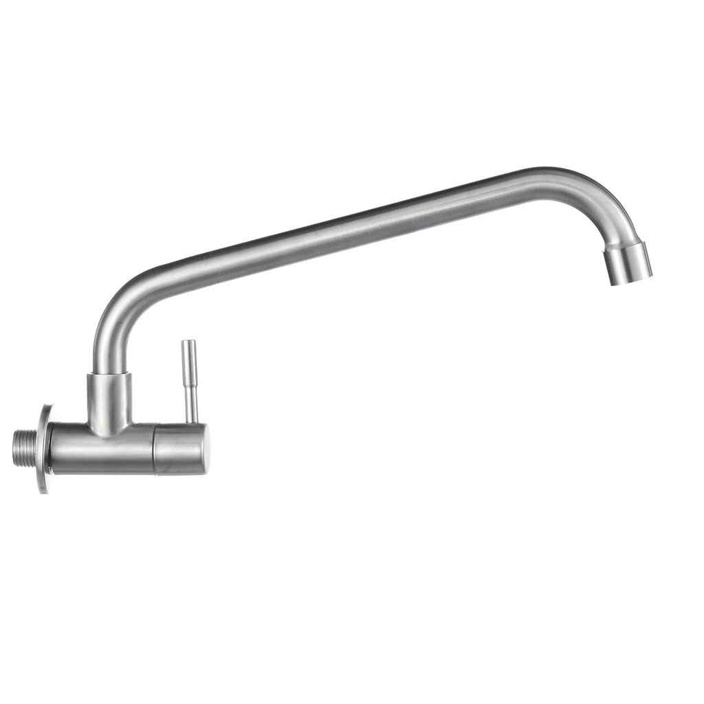 Torneira Bica Curvada Cozinha Aço Inox De Parede
