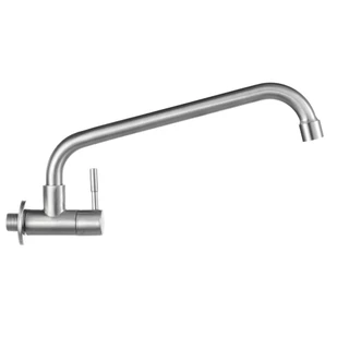 Torneira Bica Curvada Cozinha Aço Inox De Parede