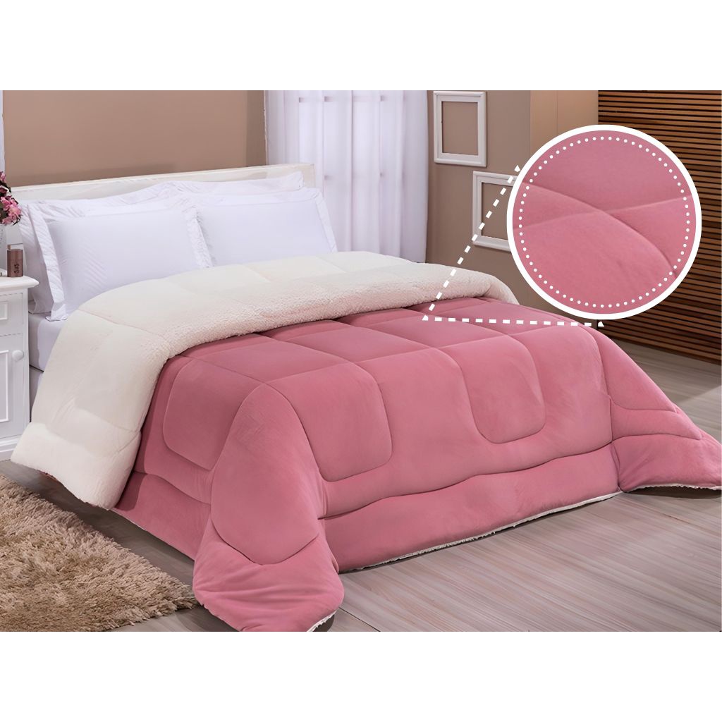 Coberdrom Cobertor e Edredom Casal Queen Rose 2,40m x 2,20m Tecido ...