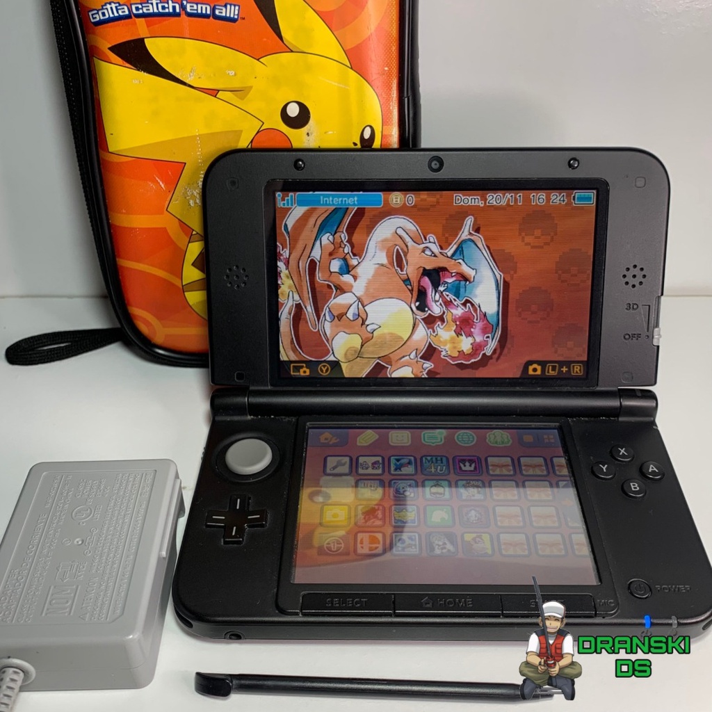 Nintendo 3DS XL Black 32GB + Muitos Jogos + Case Pokemon Pikachu ...