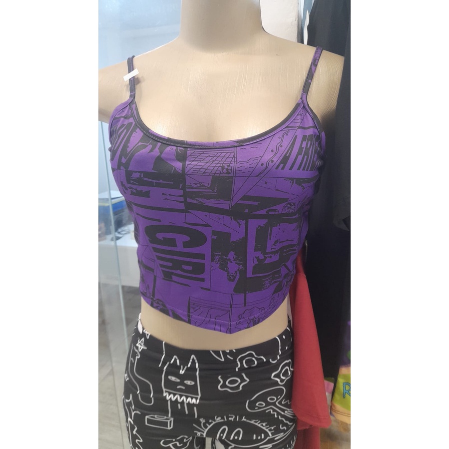 TOP LILÁS QUADRINHOS