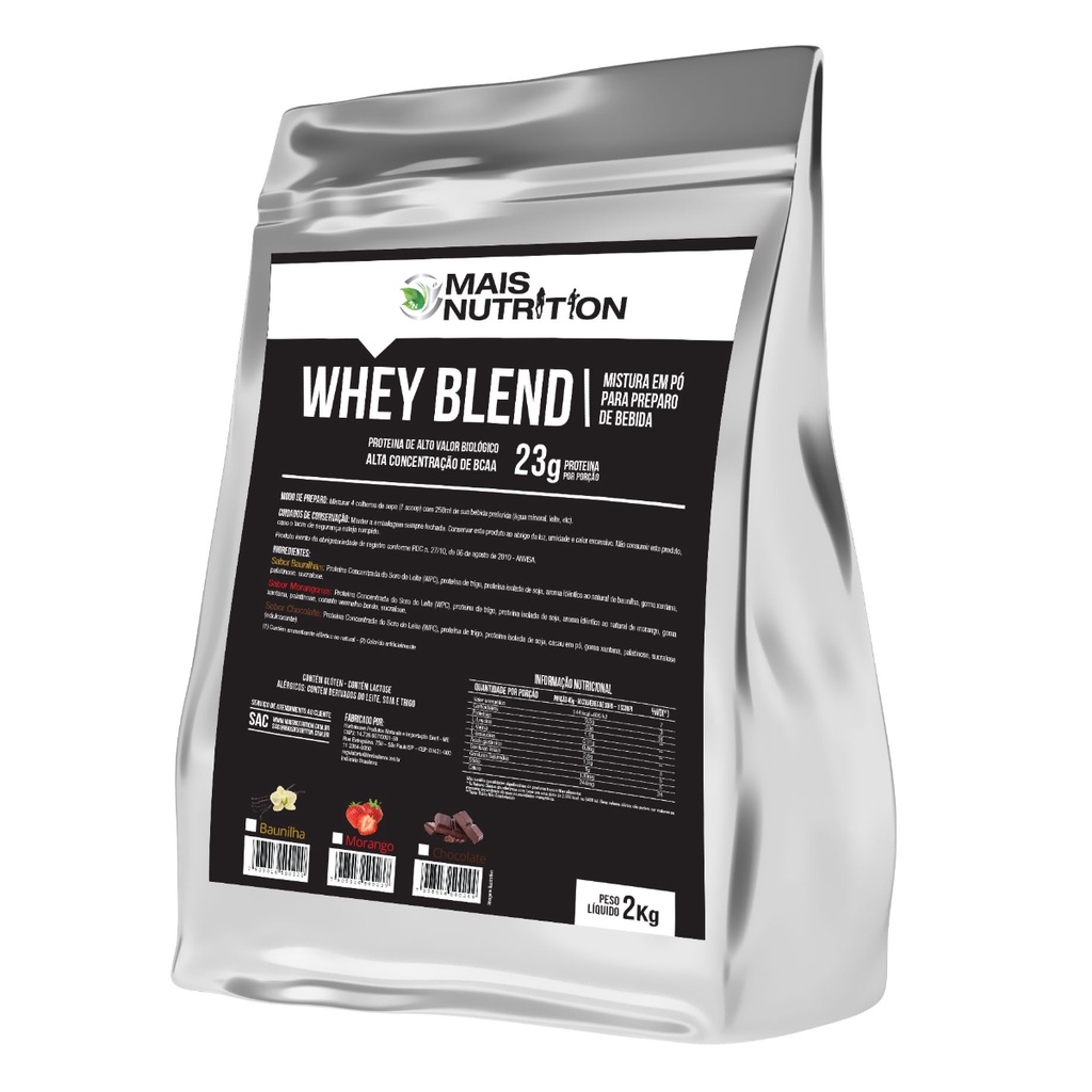 Whey Blend Sabor Chocolate 2Kg 2 kilos quilos Embalagem Refil Mais Nutrition