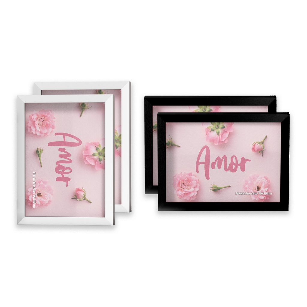 Kit 4 Porta Retratos 10x15 com Apoio e Acetato