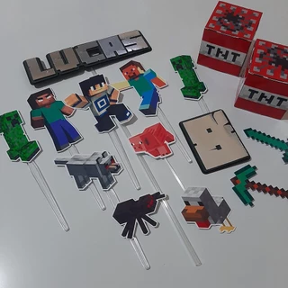 Topo de Bolo 3D - Minecraft - Topo em relevo