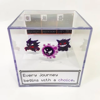 Diorama Pokemon Gastly Haunter Gengar Cubo de Acrílico 9x9x9cm