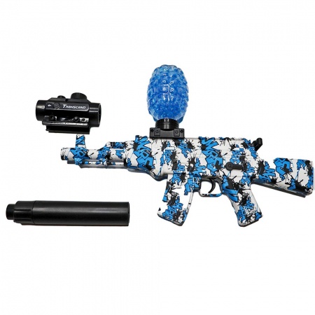 Rifle Elétrico de Brinquedo com Bolinha de Gel AK-47 51cm Orbeez + 10.000 Bbs + Óculos Proteção - Azul - Leão