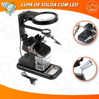 Suporte Ferro De Solda C/lupa Garra E Led 3 Gaveta Klte-803