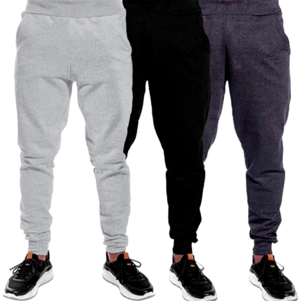 KIT 2 Calças Jogger Plus Size Lisa Masculina Elástico na Barra 106 - Frent´s