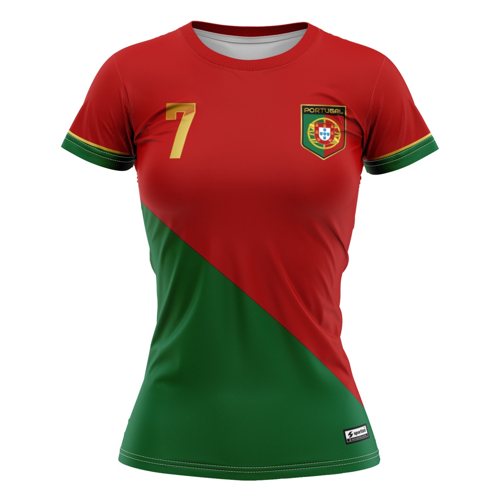 Camisa Feminina Cristiano Ronaldo CR7 Portugal Vermelha Shopee