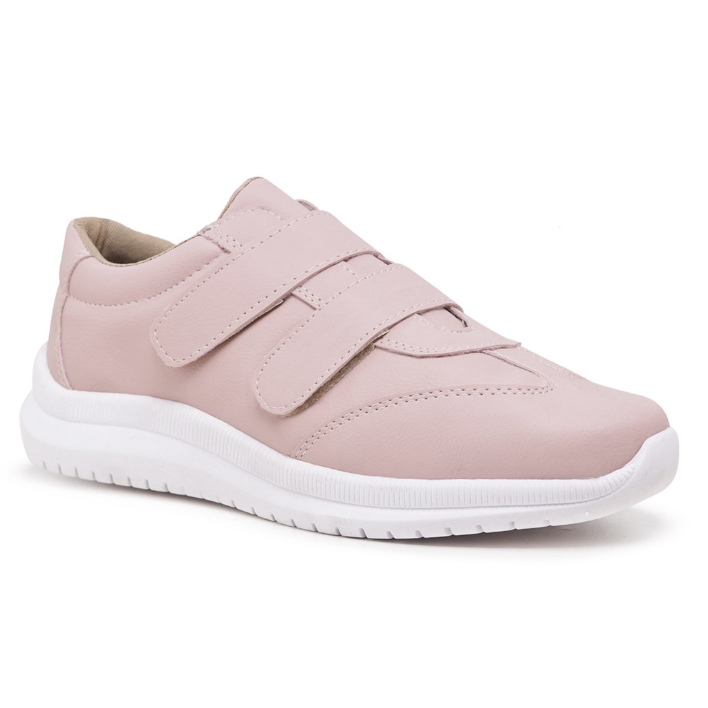 Sapato Feminino Confortável com Velcro Branco