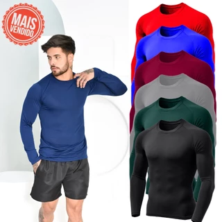 Camisa Térmica Proteção Uv 50+ Segunda Pele Camiseta Blusa Malha Fria Unissex Academia Manga Longa
