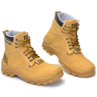 Bota Coturno CAT Casual Bege Couro Ecológico