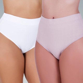 Kit 5 Calcinha Cintura Alta Modeladora Segura Barriga Leve Compressão Elástico Cintura