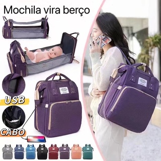 Mochila Bolsa Maternidade Térmica Impermeável Vira Berço