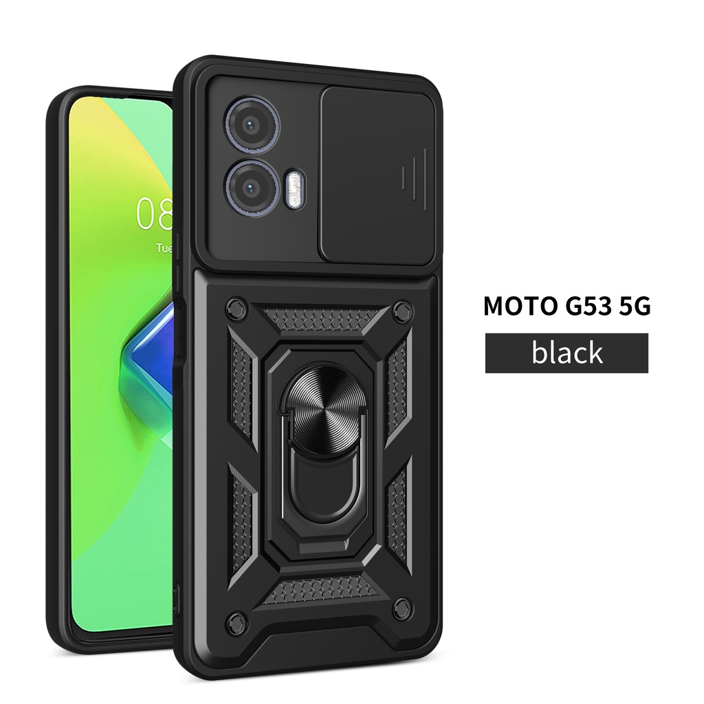 Capinha Capa Para Motorola Moto G53 , G73 , G23 , G32 , E22 , E13 , Com Suporte E Tampa De Câmera Deslizante , Telefone De Pára-Choques