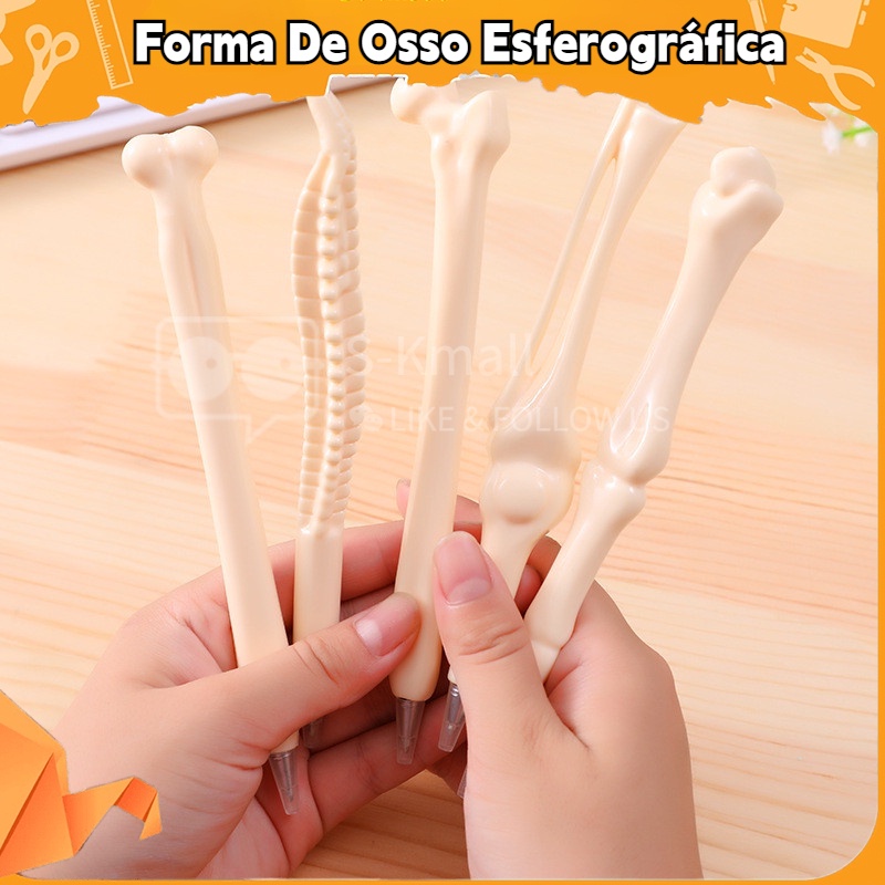 5 Pçs Caneta Esferográfica Em Formato De Ossos Bola De Ossos Humana Material Escolar De Escrita Presente Papelaria Para Decoração De Casa/Escritório/Escola