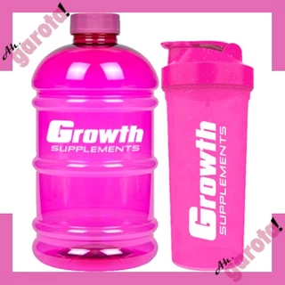 KIT Galão Rosa Growth 2 Litros + Coqueteleira Rosa Glitter Growth 600ml