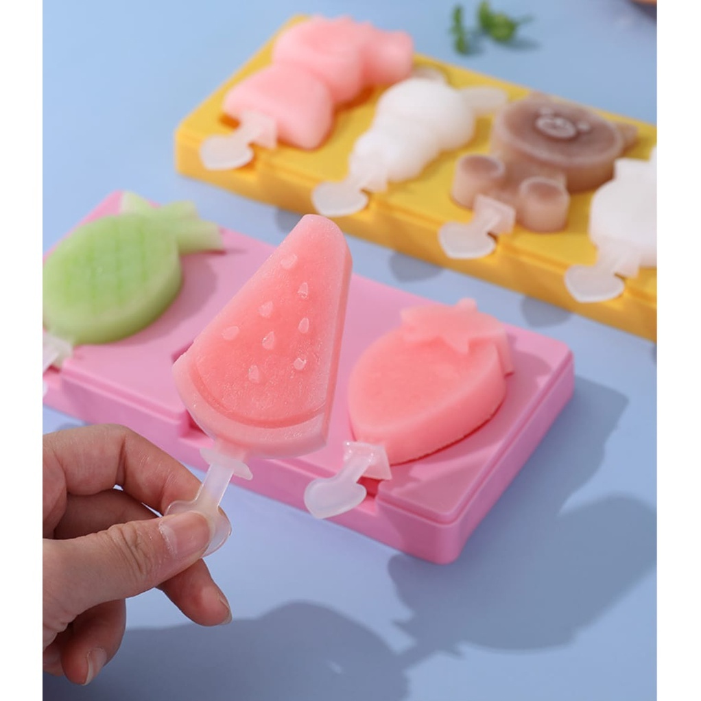 Molde de Sorvete ou Gelo Animais e Frutas Forma Em Silicone Verão