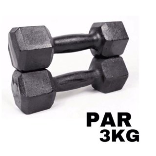 PAR HALTER SEXTAVADO FERRO FUNDIDO PARA TREINOS E MUSCULAÇÃO 3 Kg