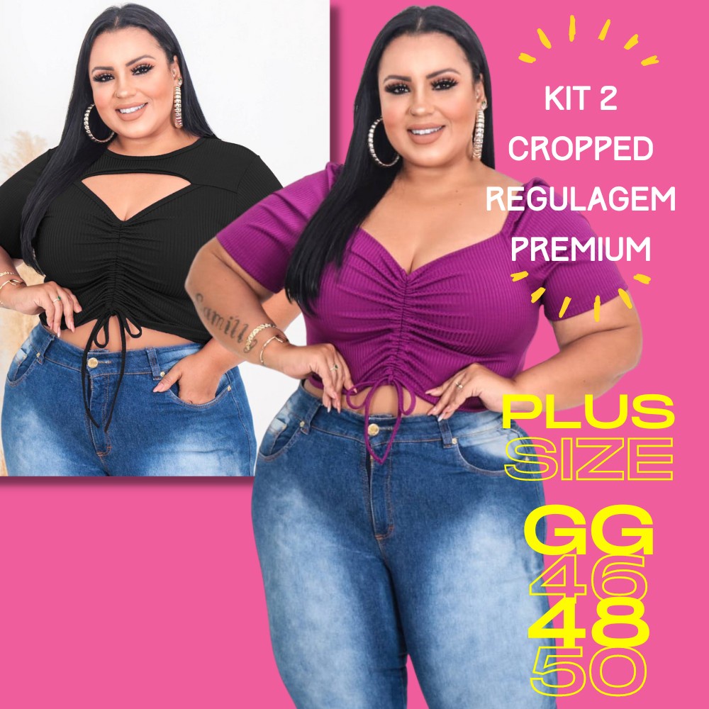 Calça Jeans Plus Size Wide Em Algodão - daluzplussize