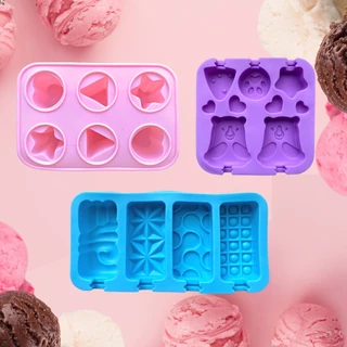 Forma De Sorvete Material Silicone Para Picolé Gelo Gelinho Chocolate Doces 3 Modelos C/ Palitos
