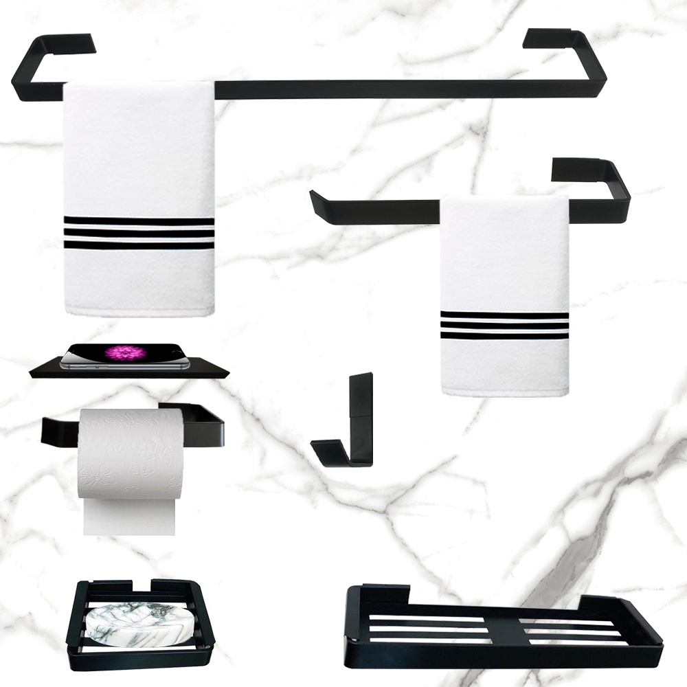 Kit Para Banheiro Premium Luxo Preto Lançamento