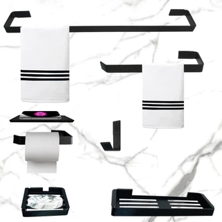 Kit Para Banheiro Premium Luxo Preto Lançamento