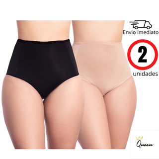 Kit c/2 Calcinha Cinta Modeladora Compressão Cós Alto Redutora de Medidas Pós Parto