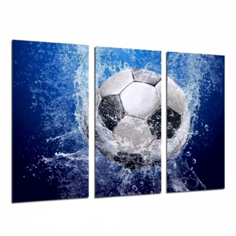 Quadro Mosaico 5 Peças Para Sala/Quarto Decoração Bolas de Futebol