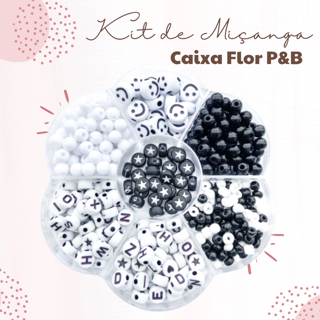 Caixa Flor P B 390pçs Kit Miçanga Pulseira Maleta Organizadora Shopee