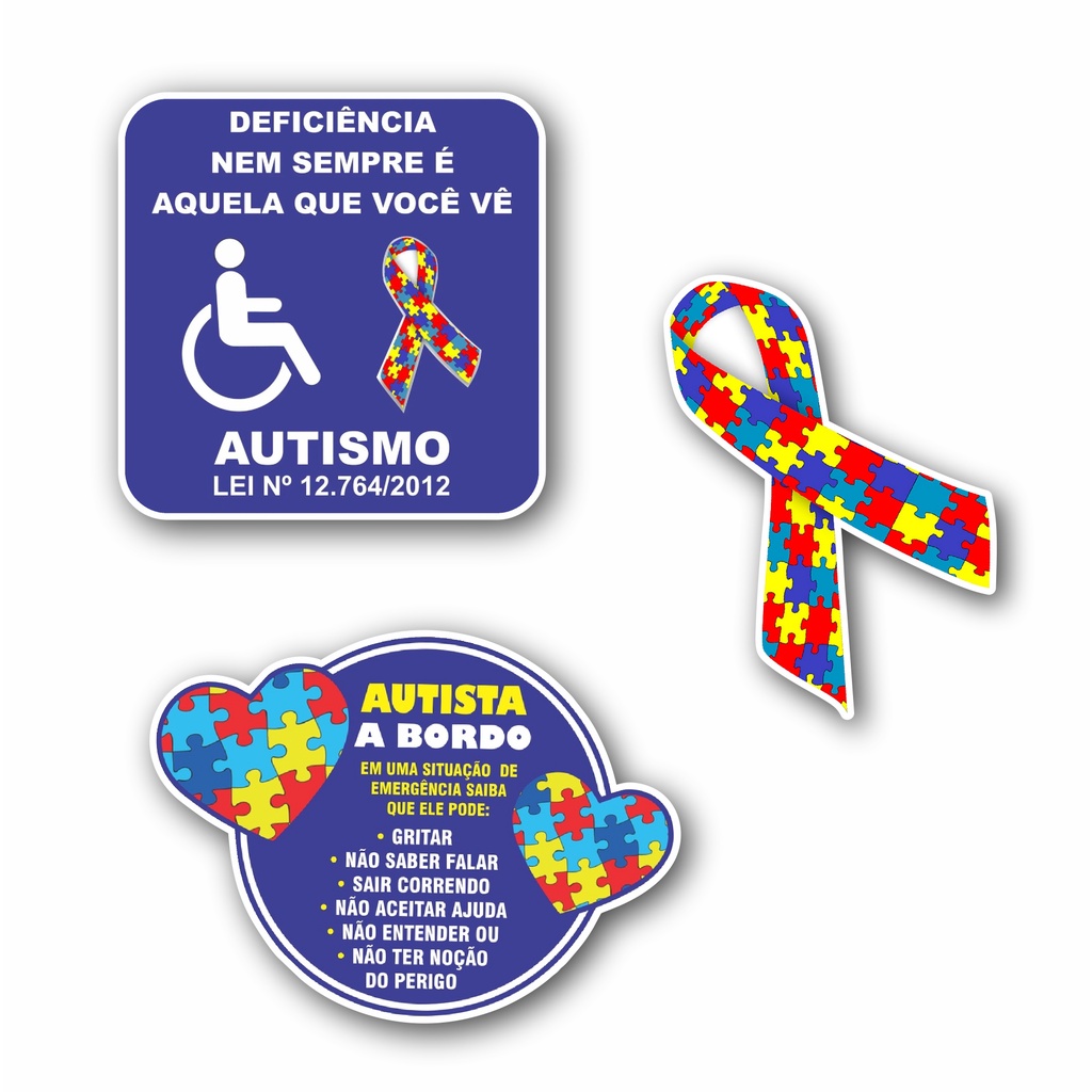 Adesivo Símbolo Autismo Lei Pcd Autista a Bordo Identificação para ...